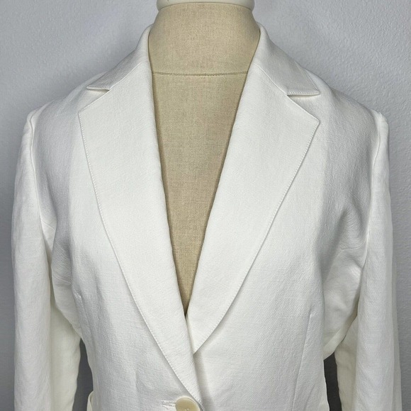 The Author White Linen Blend Le Single Relaxed Fit Blazer Jacket Sz S NWT - Picture 6 of 16